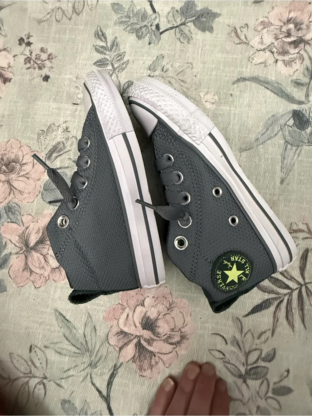 Converse Kids Gray High-Top Sneakers with White Toe Cap